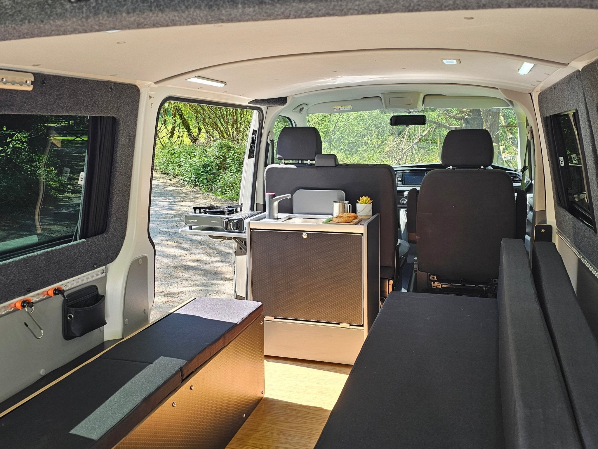 Vangear Nano - Pod NEW 3.0 campervan kitchen - Black with Driftwood door (easy self - assembly) - Vangear - EU