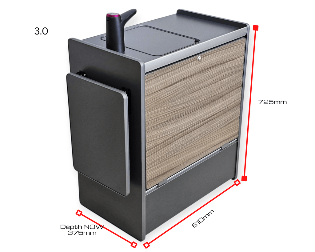 Vangear Nano - Pod NEW 3.0 campervan kitchen - Black with Driftwood door (easy self - assembly) - Vangear - EU
