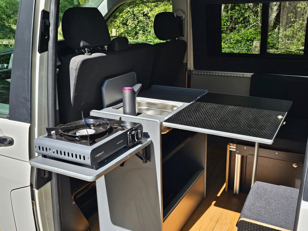 Vangear Nano - Pod NEW 3.0 campervan kitchen - Black with Driftwood door (easy self - assembly) - Vangear - EU
