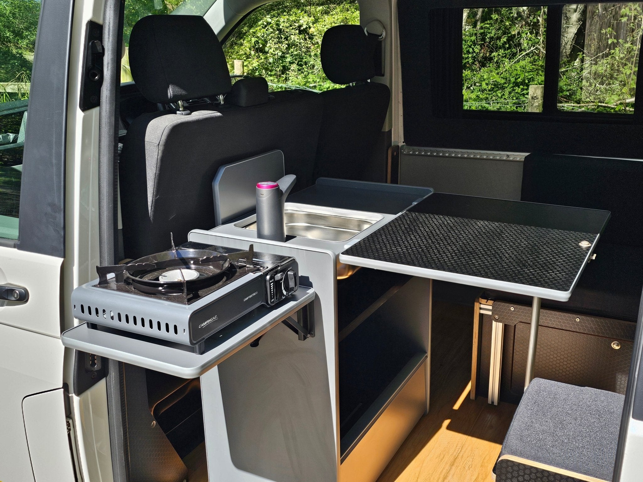 Vangear Nano - Pod NEW 3.0 campervan kitchen - Black with Driftwood door (easy self - assembly) - Vangear - EU