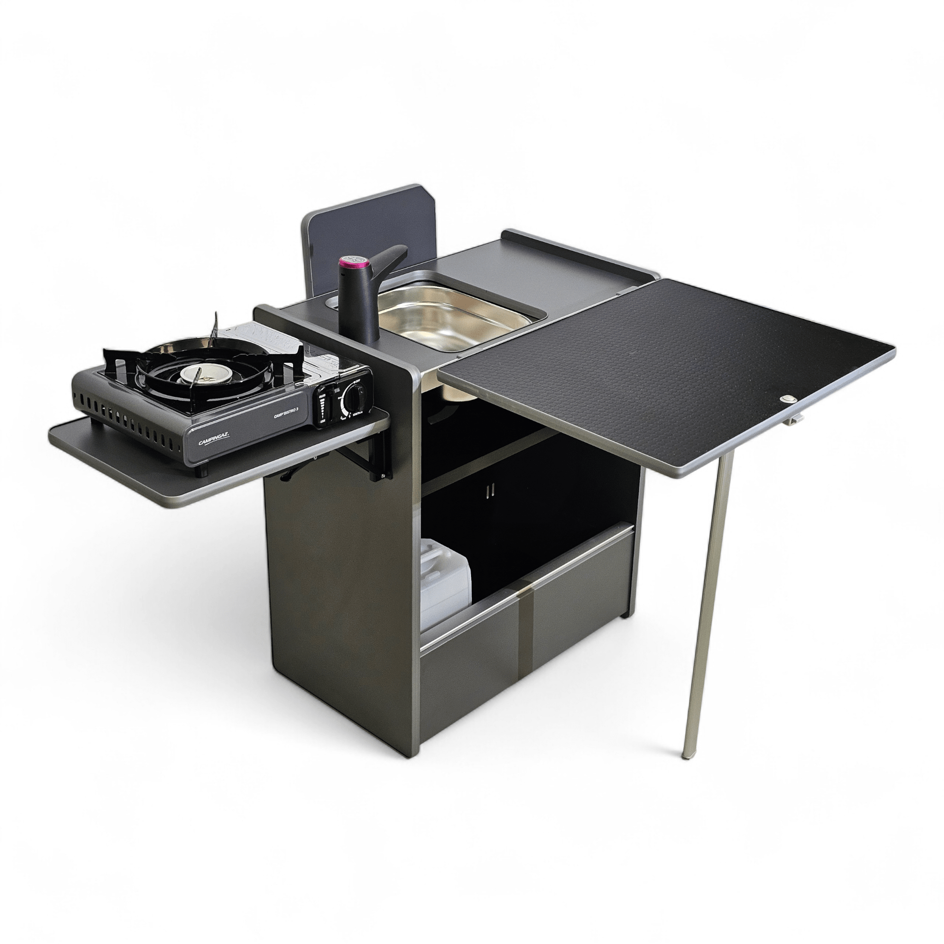 Vangear Nano - Pod NEW 3.0 campervan kitchen - Grey with Black door (easy self - assembly kit) - Vangear - EU