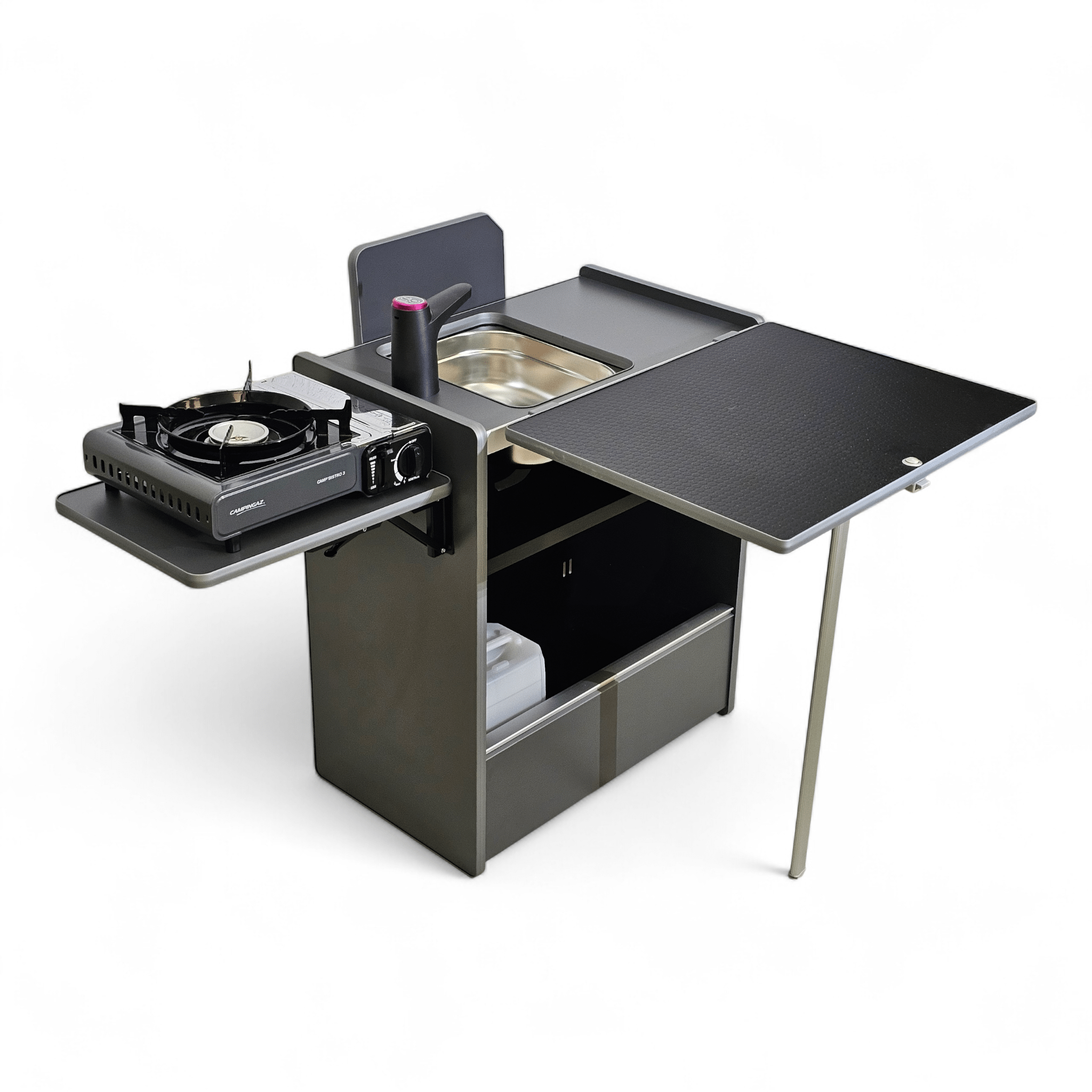 Vangear Nano - Pod NEW 3.0 campervan kitchen - Grey with Black door (easy self - assembly kit) - Vangear - EU