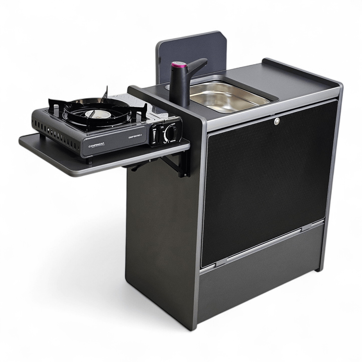 Vangear Nano - Pod NEW 3.0 campervan kitchen - Grey with Black door (easy self - assembly kit) - Vangear - EU