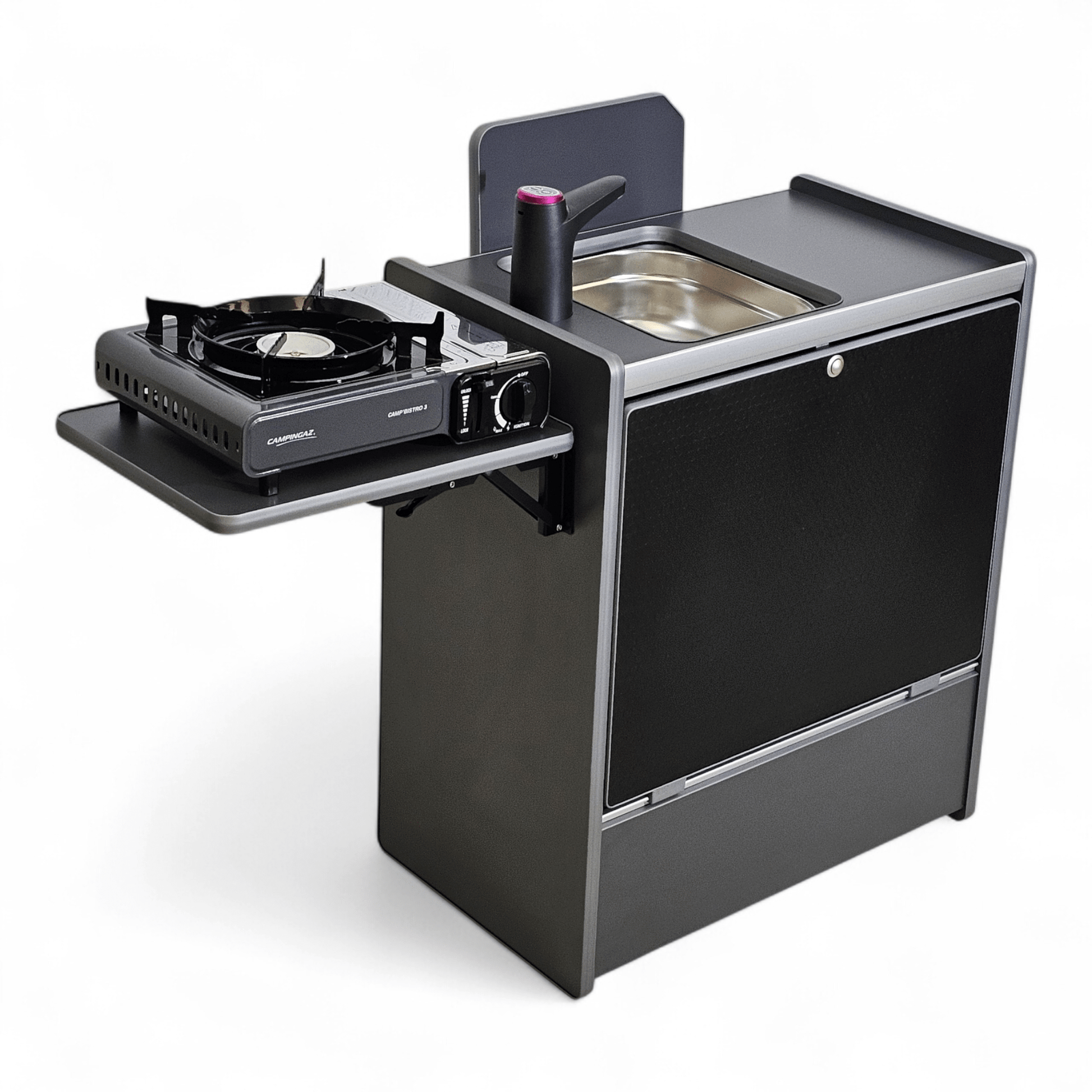 Vangear Nano - Pod NEW 3.0 campervan kitchen - Grey with Black door (easy self - assembly kit) - Vangear - EU