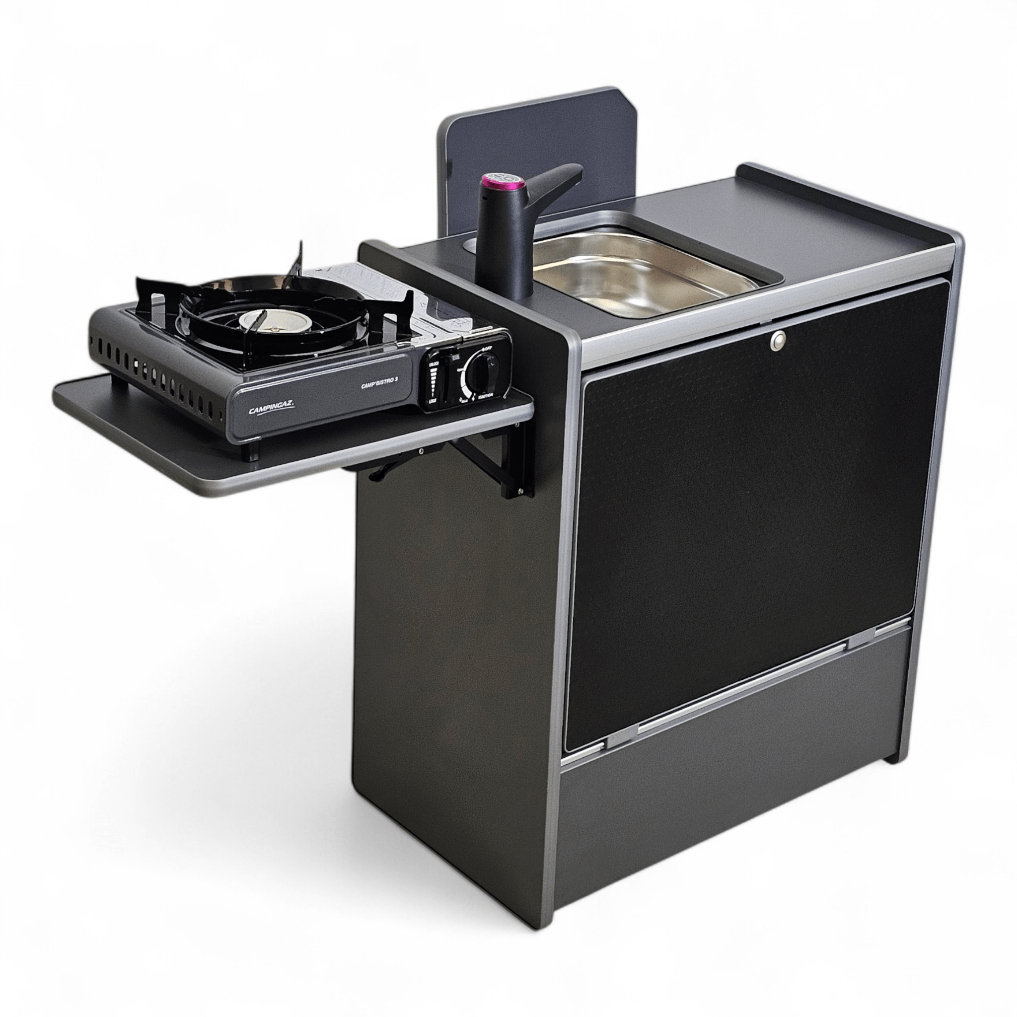 Vangear Nano - Pod NEW 3.0 campervan kitchen - Grey with Black door (easy self - assembly kit) - Vangear - EU