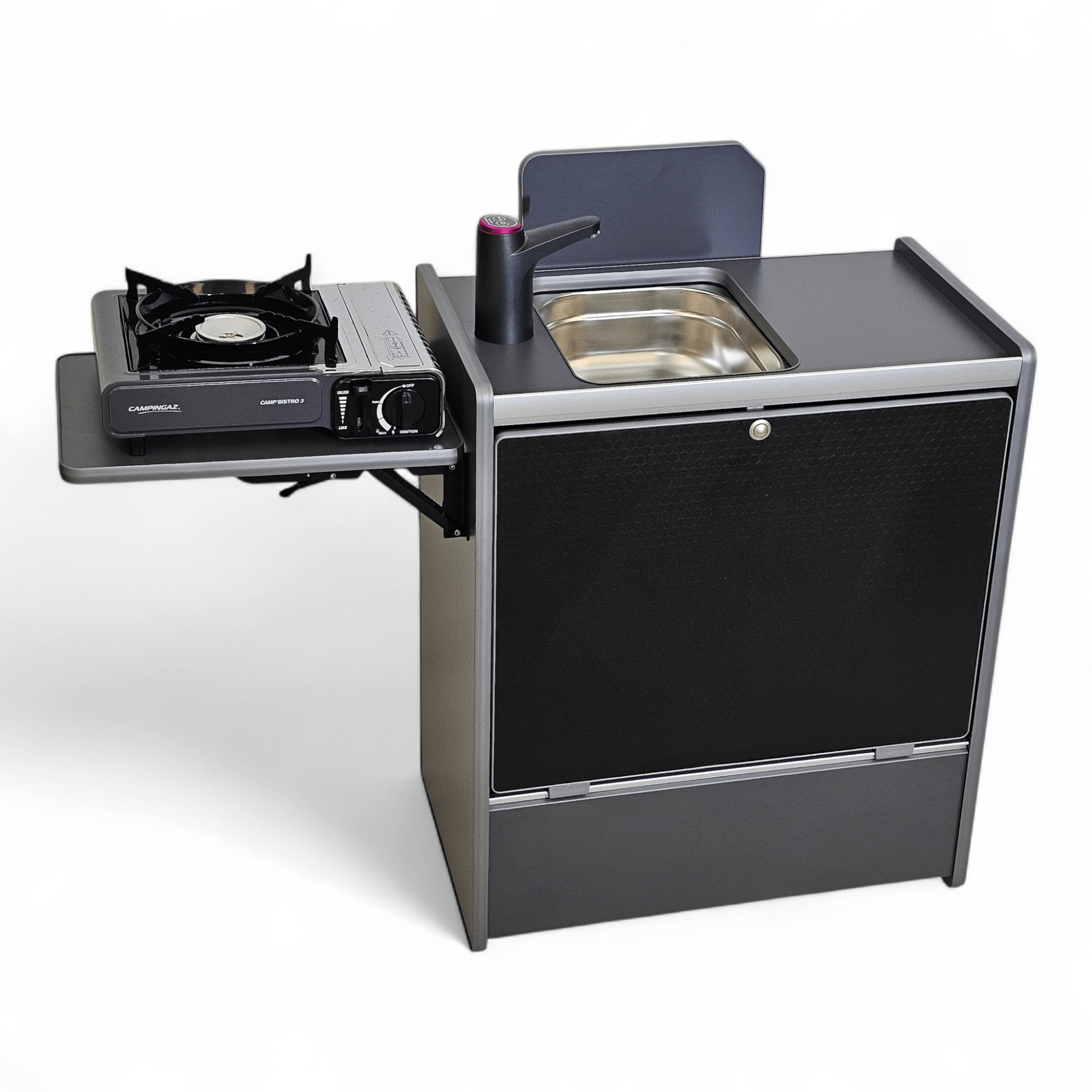 Vangear Nano - Pod NEW 3.0 campervan kitchen - Grey with Black door (easy self - assembly kit) - Vangear - EU