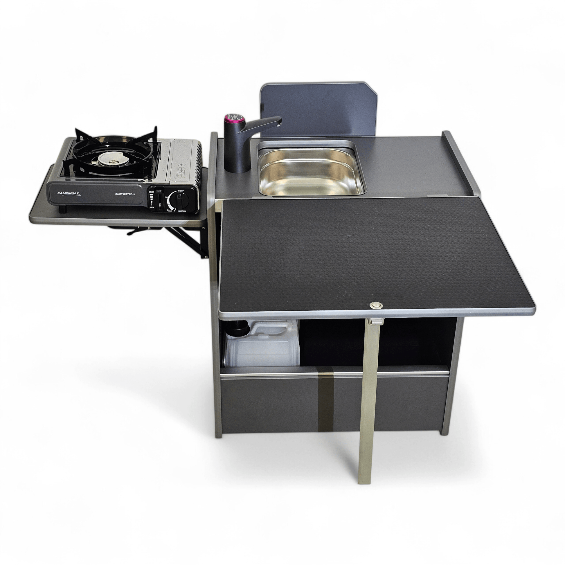 Vangear Nano - Pod NEW 3.0 campervan kitchen - Grey with Black door (easy self - assembly kit) - Vangear - EU