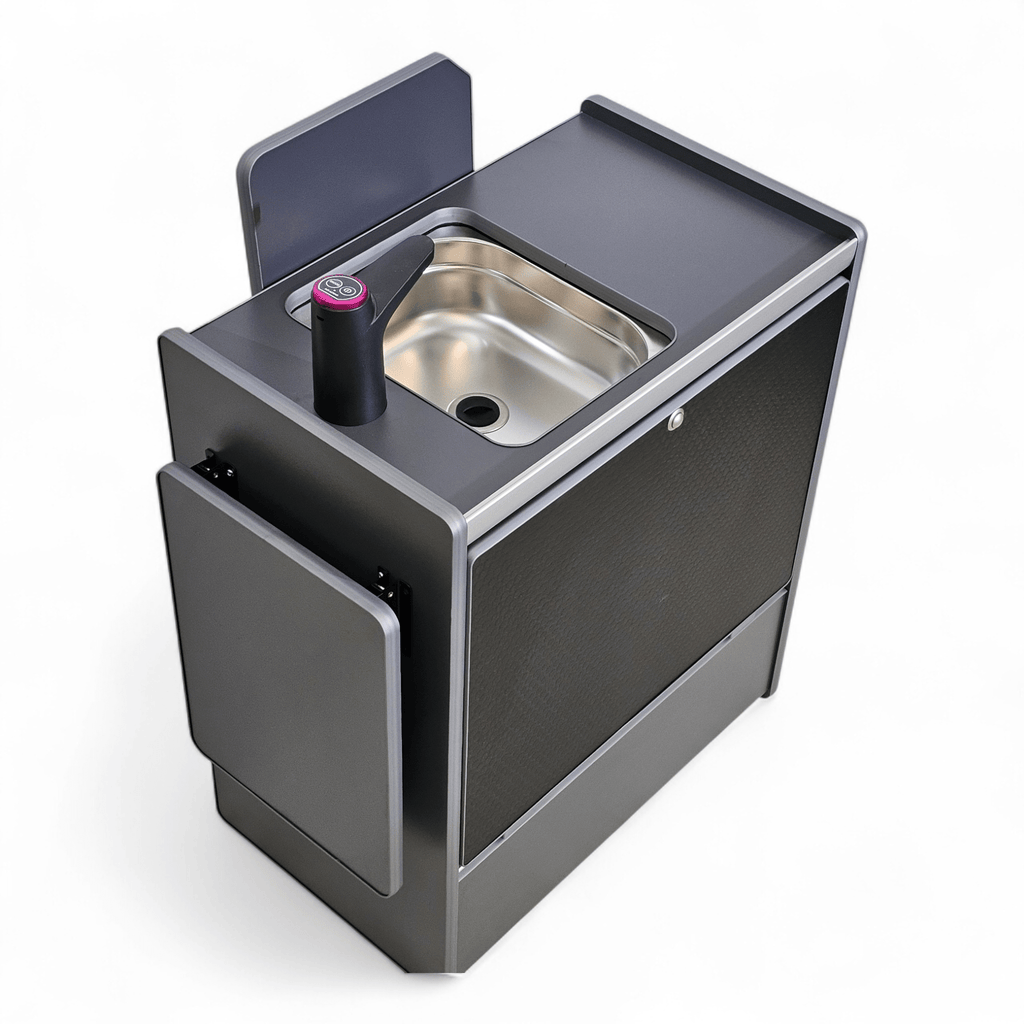 Vangear Nano - Pod NEW 3.0 campervan kitchen - Grey with Black door (easy self - assembly kit) - Vangear - EU