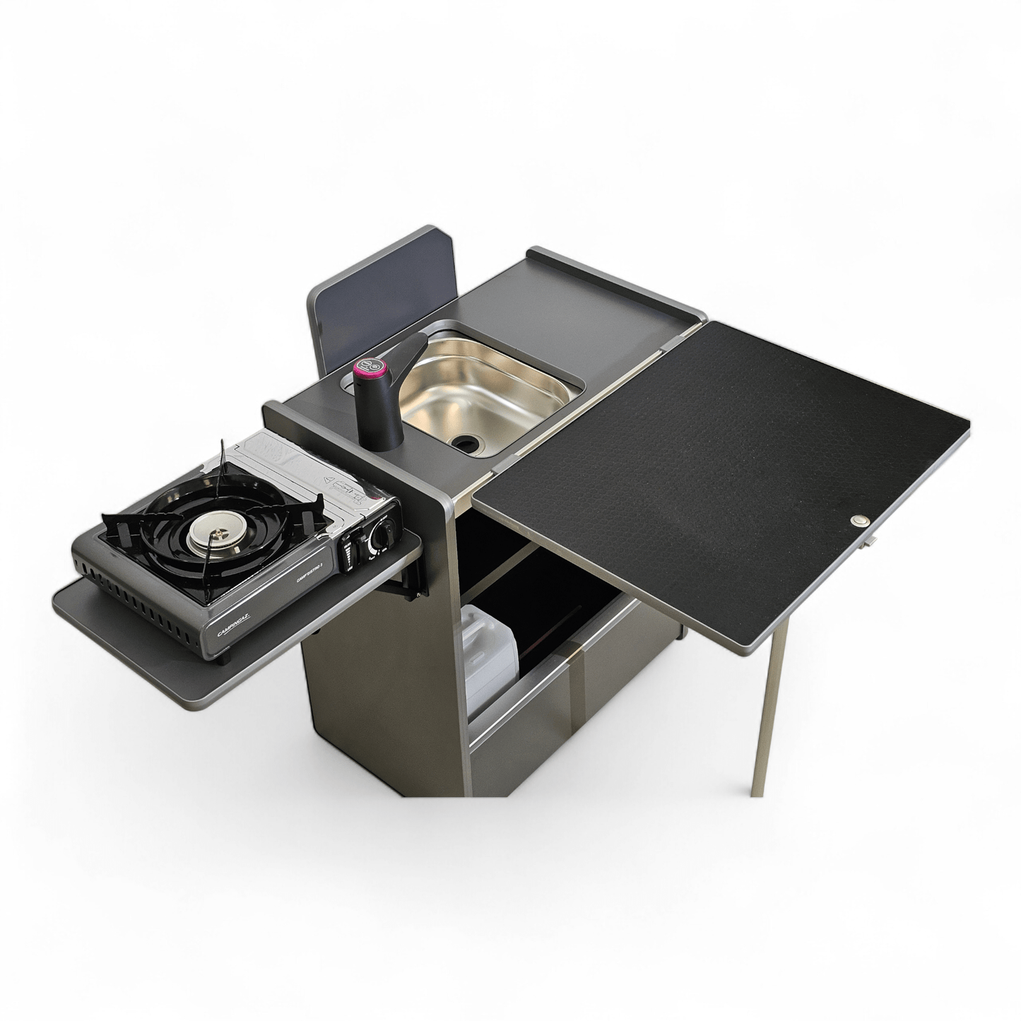 Vangear Nano - Pod NEW 3.0 campervan kitchen - Grey with Black door (easy self - assembly kit) - Vangear - EU