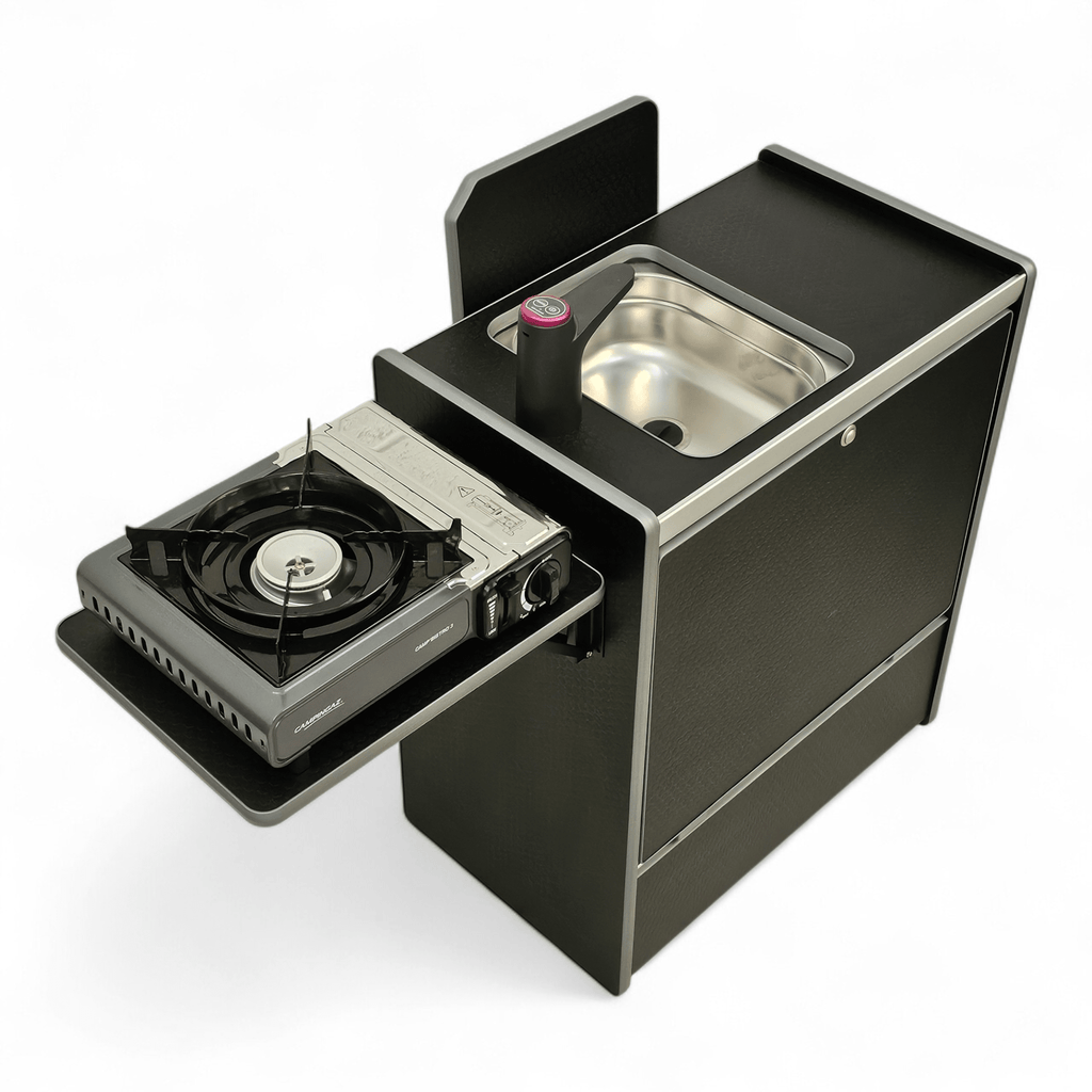 Vangear Nano - Pod NOW 3.0 campervan kitchen - Black with Black door (easy self - assembly) - Vangear - EU