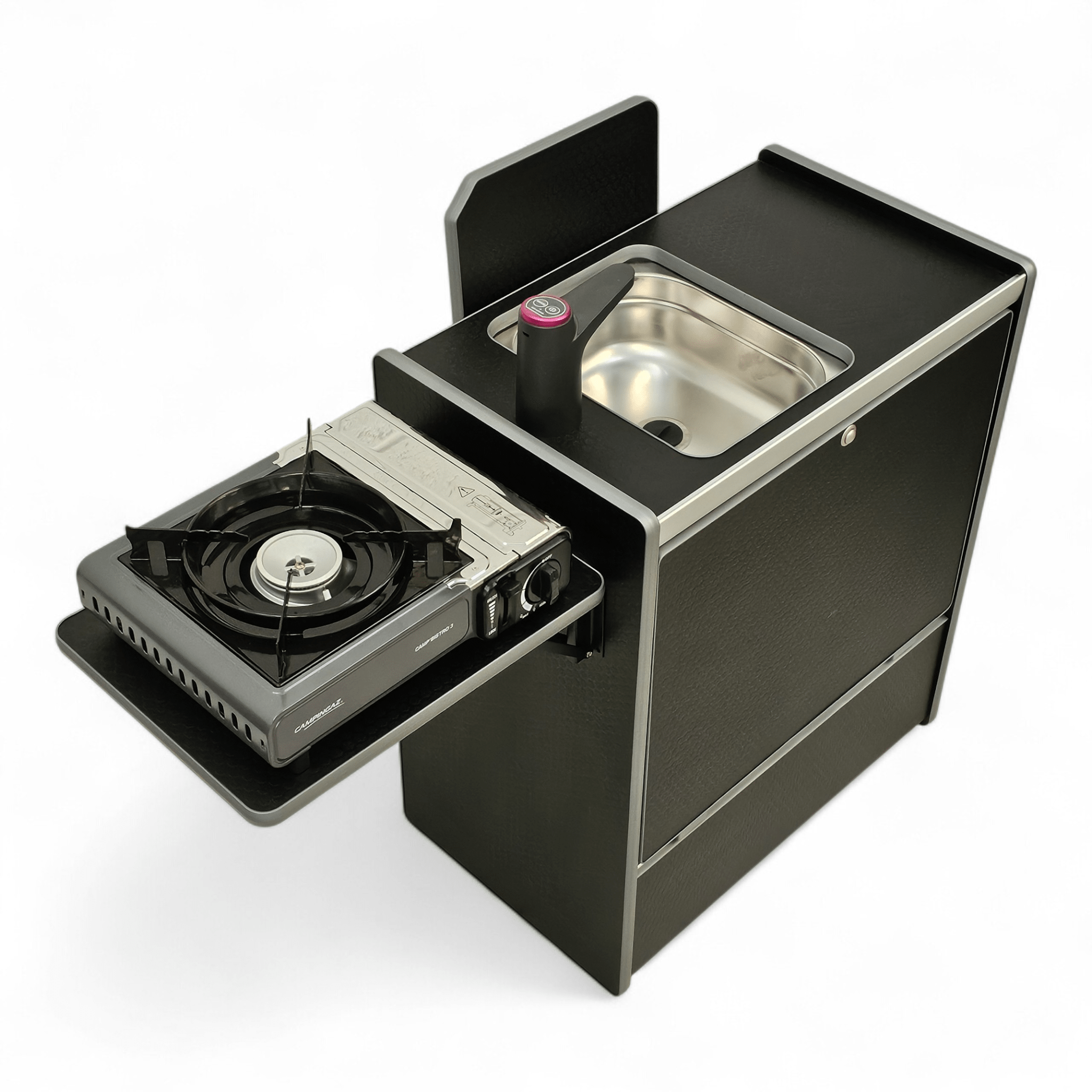 Vangear Nano - Pod NOW 3.0 campervan kitchen - Black with Black door (easy self - assembly) - Vangear - EU
