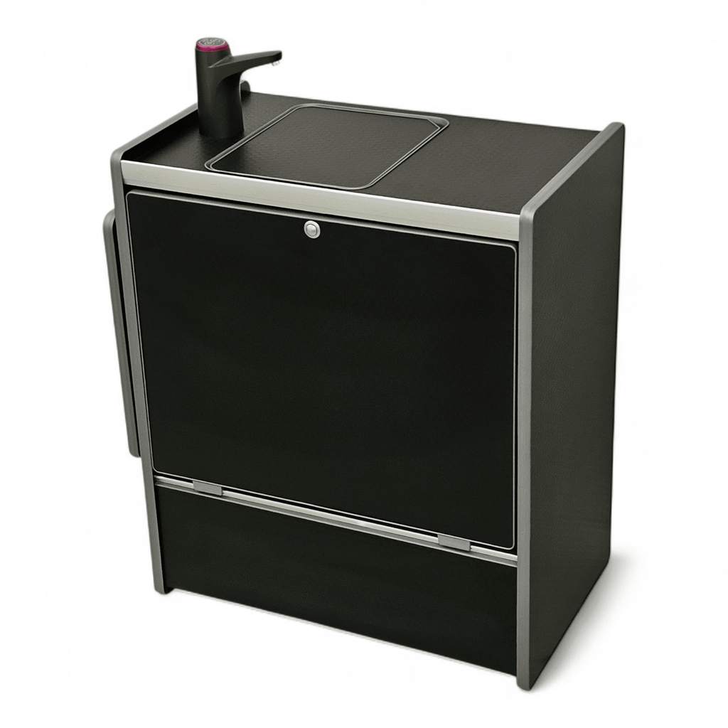Vangear Nano - Pod NOW 3.0 campervan kitchen - Black with Black door (easy self - assembly) - Vangear - EU