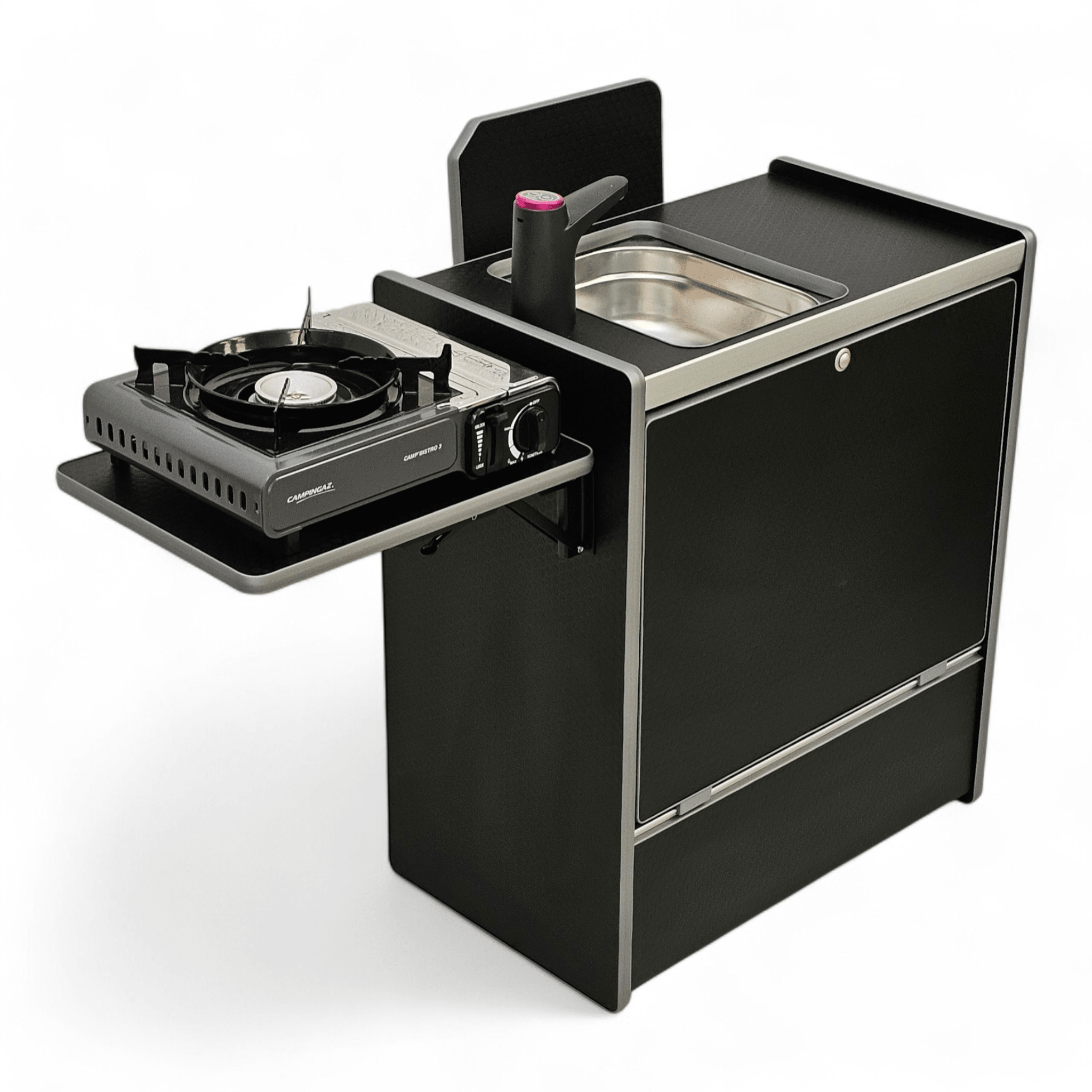 Vangear Nano - Pod NOW 3.0 campervan kitchen - Black with Black door (easy self - assembly) - Vangear - EU