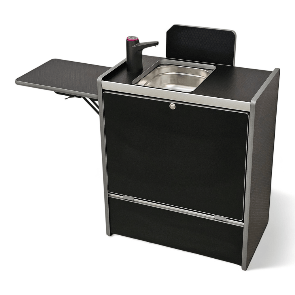 Vangear Nano - Pod NOW 3.0 campervan kitchen - Black with Black door (easy self - assembly) - Vangear - EU