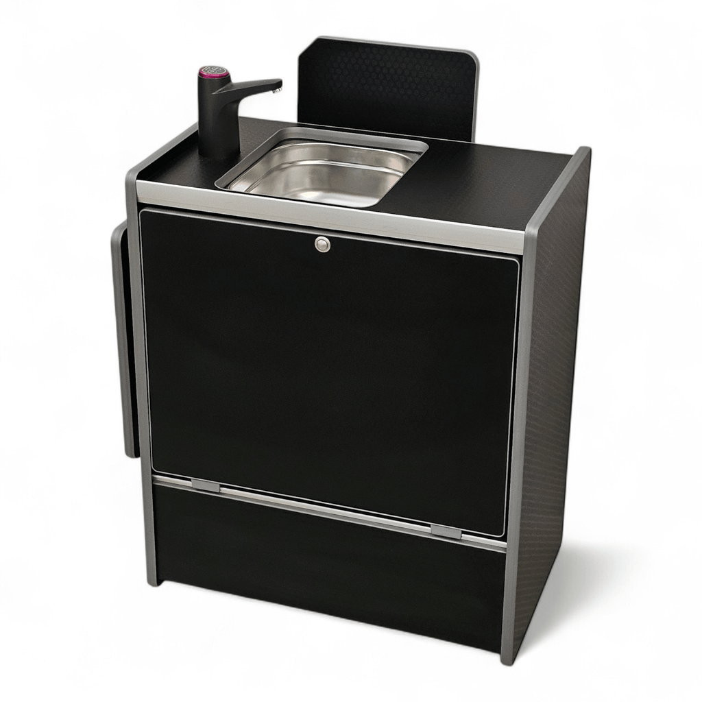 Vangear Nano - Pod NOW 3.0 campervan kitchen - Black with Black door (easy self - assembly) - Vangear - EU