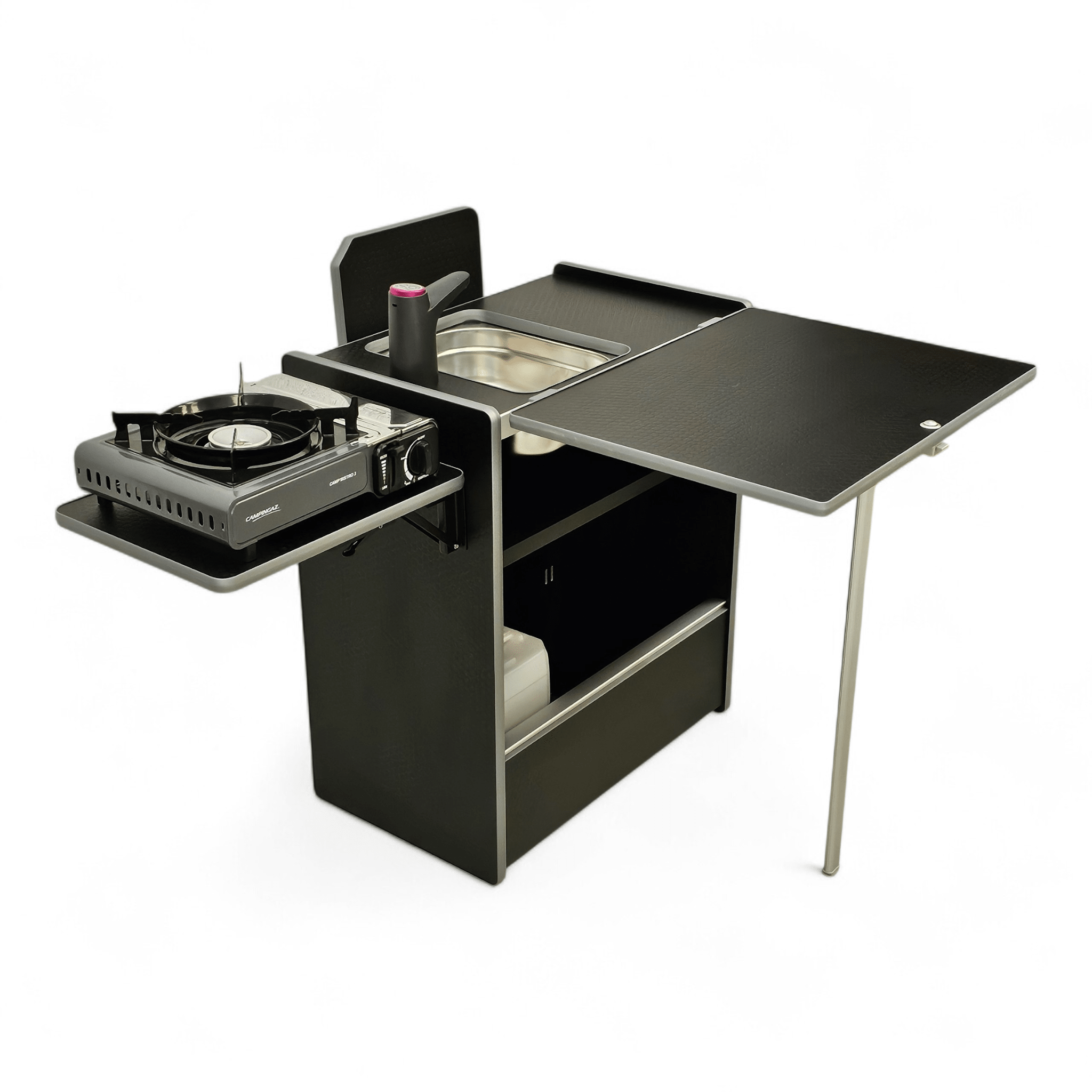Vangear Nano - Pod NOW 3.0 campervan kitchen - Black with Black door (easy self - assembly) - Vangear - EU