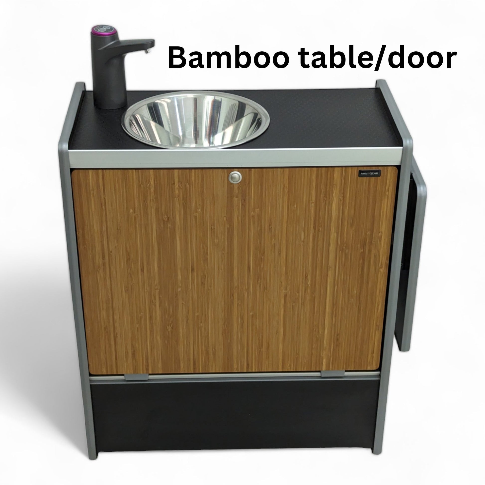 Vangear Nano-Pod 2.1 campervan kitchen-Black with Bamboo door - Vangear-EU