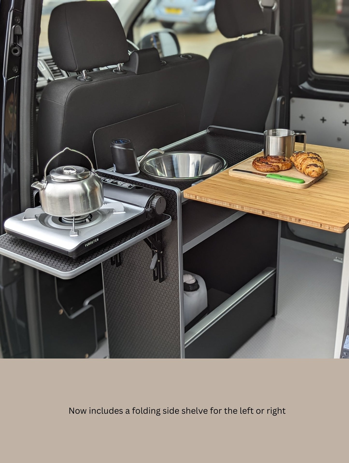 Vangear Nano-Pod campervan kitchen-Black with Driftwood door - Vangear-EU