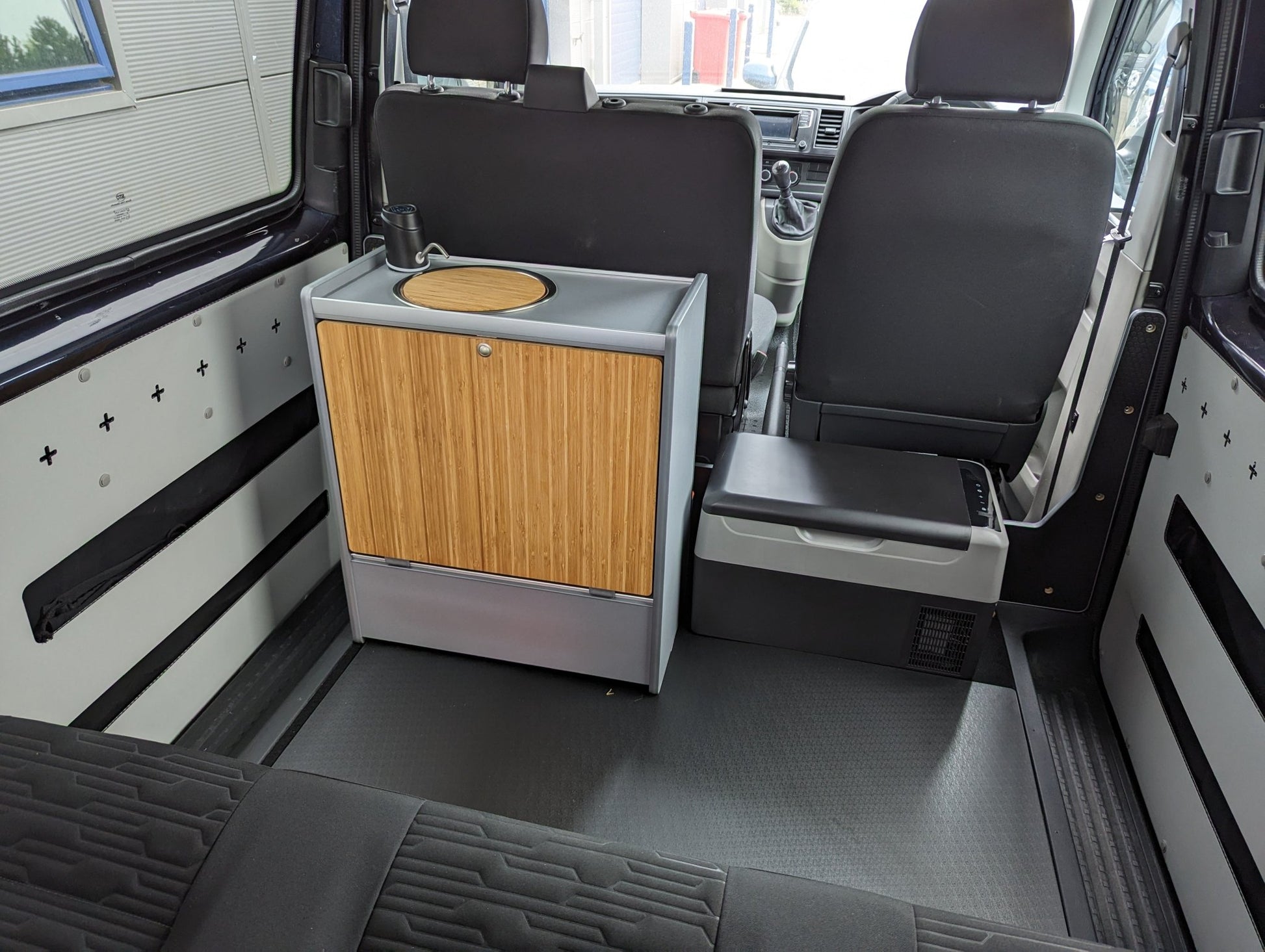 Vangear Nano-Pod campervan kitchen-Grey with Bamboo door - Vangear-EU