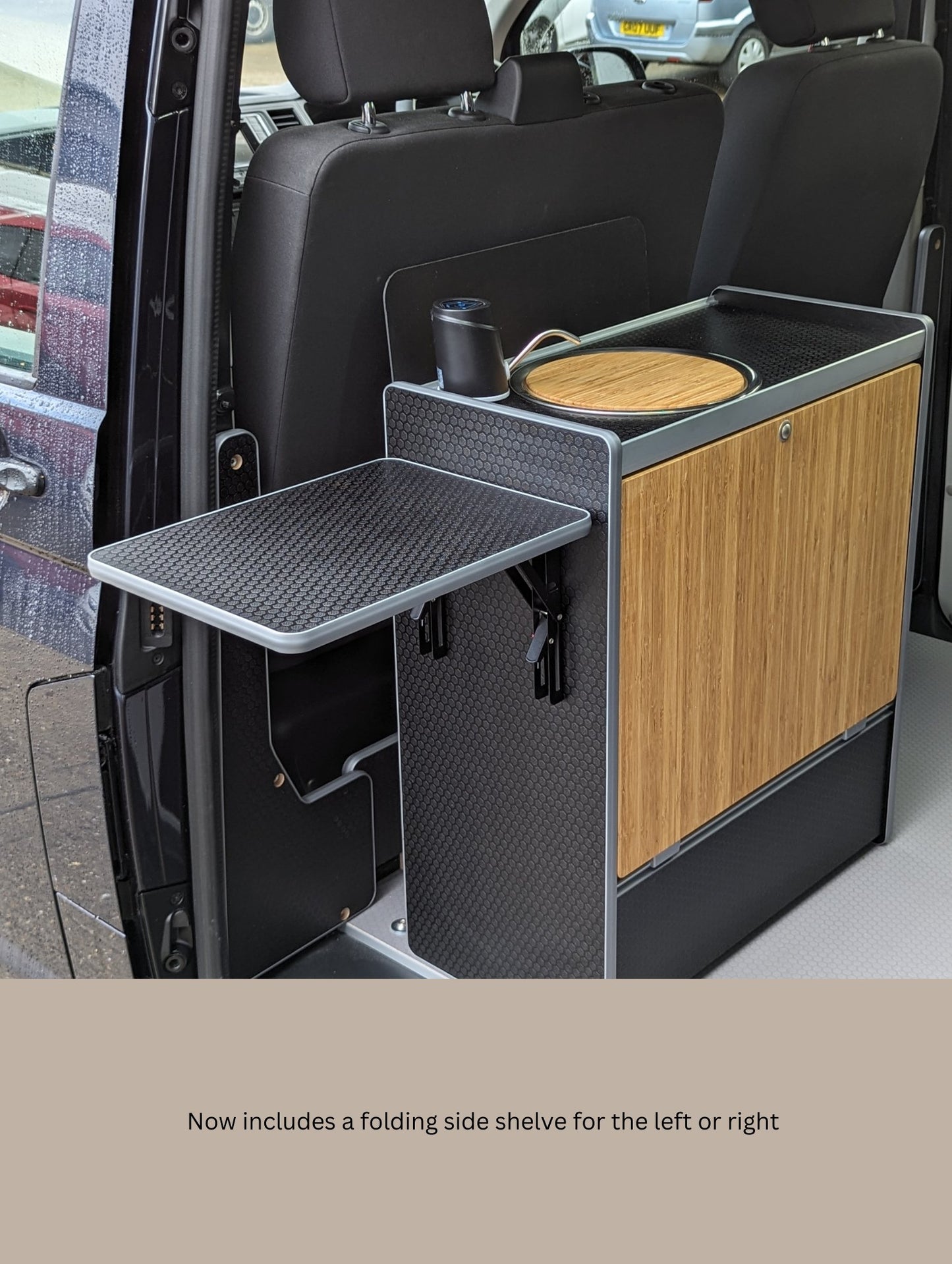 Vangear Nano-Pod campervan kitchen-Grey with Bamboo door - Vangear-EU