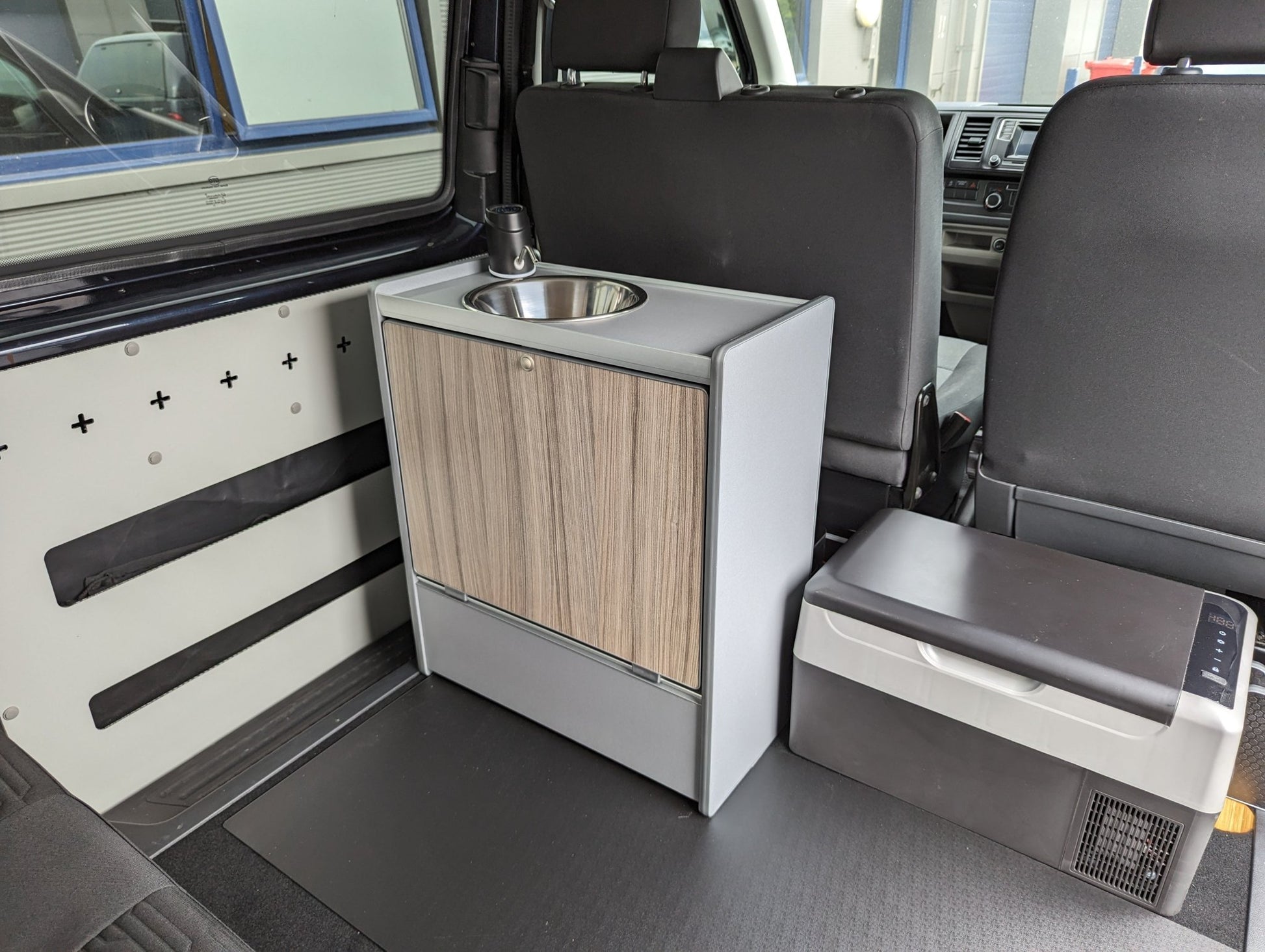 Vangear Nano-Pod campervan kitchen-Grey with Driftwood door - Vangear-EU